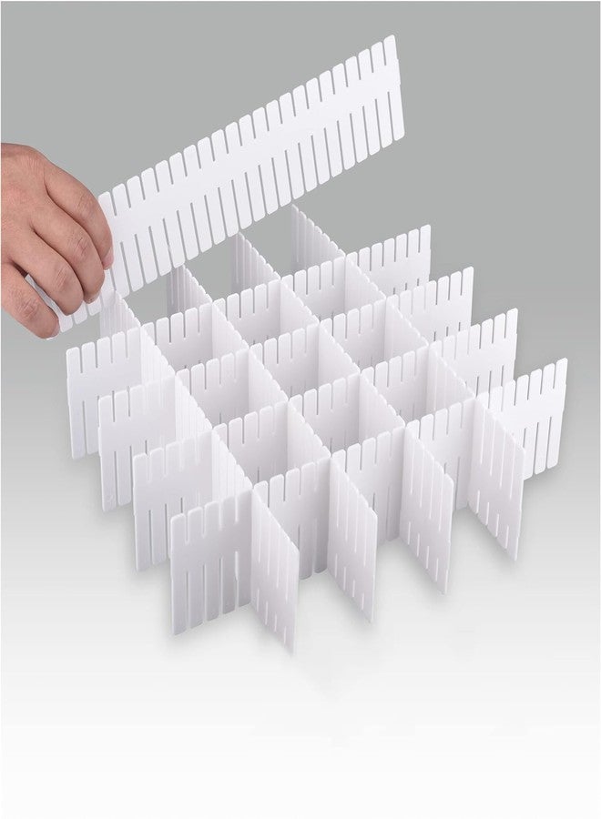 NYALKARAN Adjustable Drawer Divider Set for Home and Office Organization. Customizable, Interlocking Design for Clutter-Free Storage in Drawers and cabinets (WHITE, SET OF 12) - Image 1